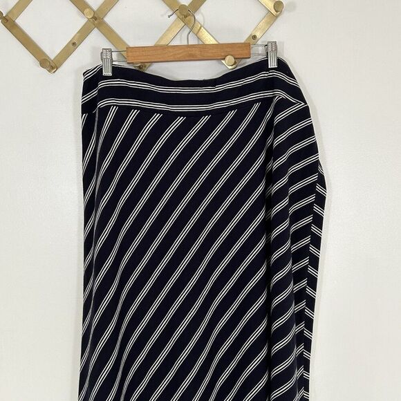 Talbots Skirt Size 2xp 2x Petite Navy Blue White Stripe Pull On Comfort Nautical - Picture 6 of 8